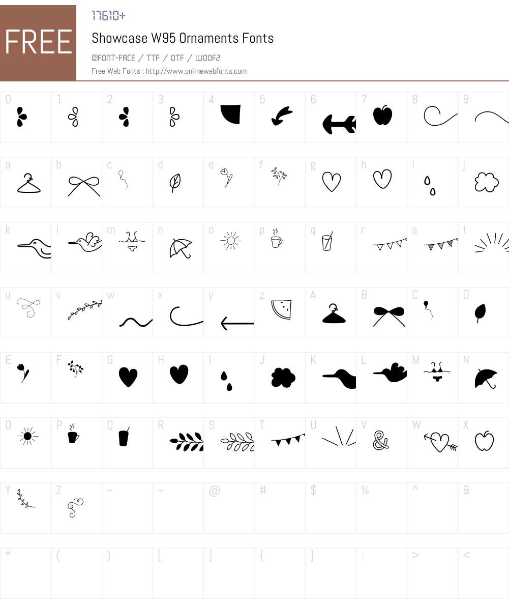 ShowcaseW95-Ornaments Font Screenshots