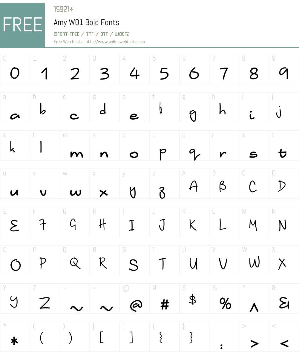 AmyW01-Bold Font Screenshots