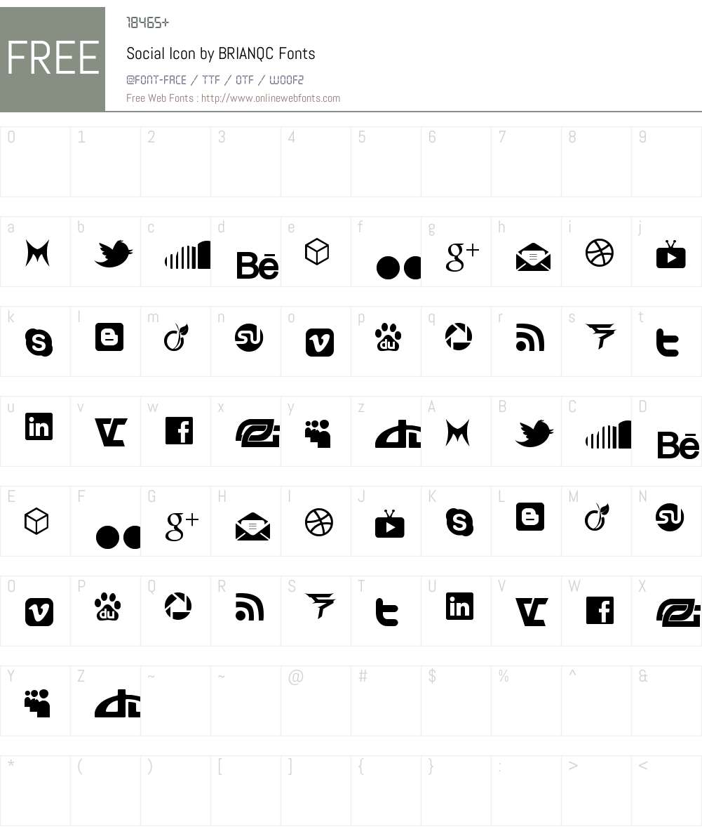 Social Icon by BRIANQC Font Screenshots
