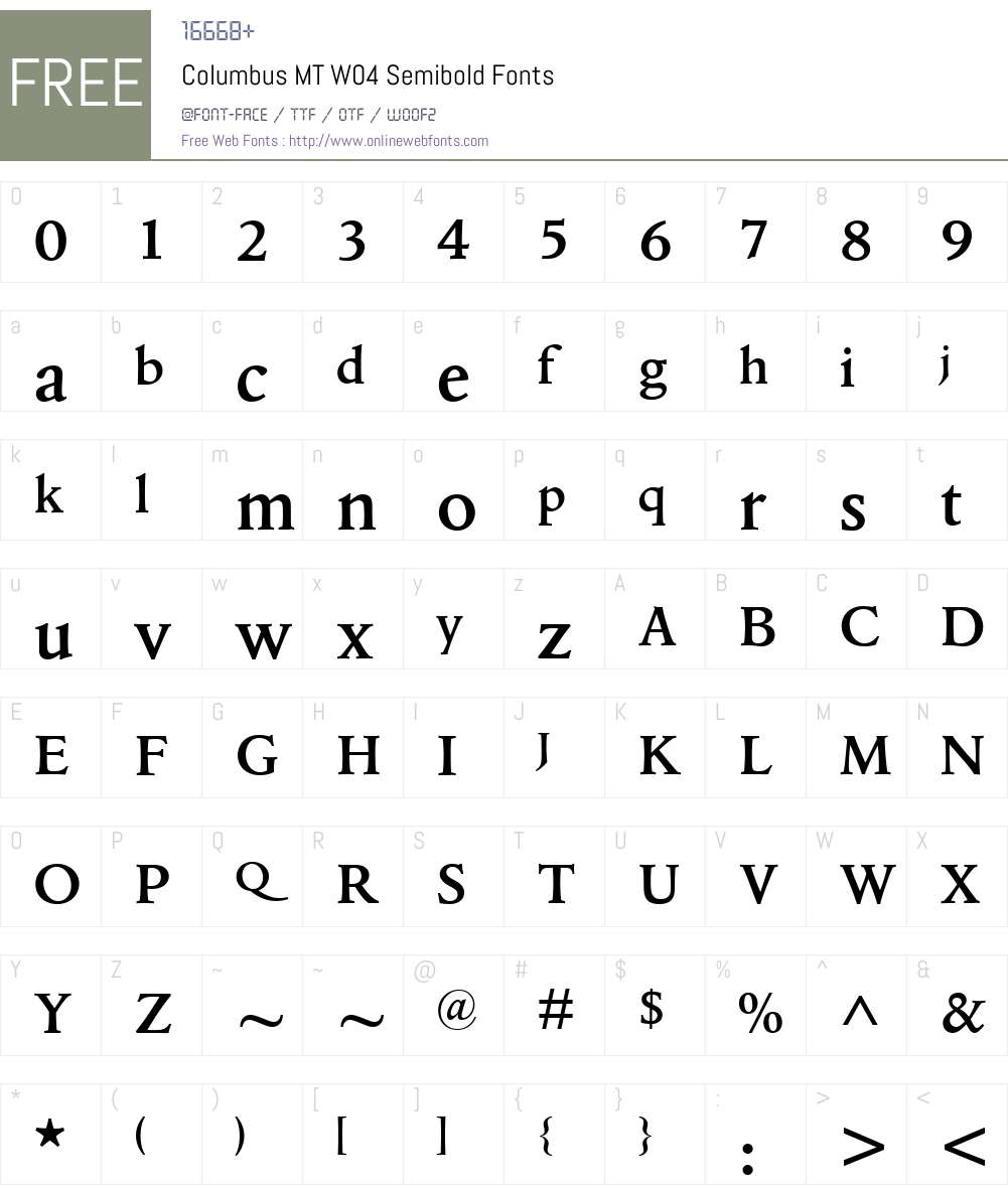 Columbus Font Screenshots