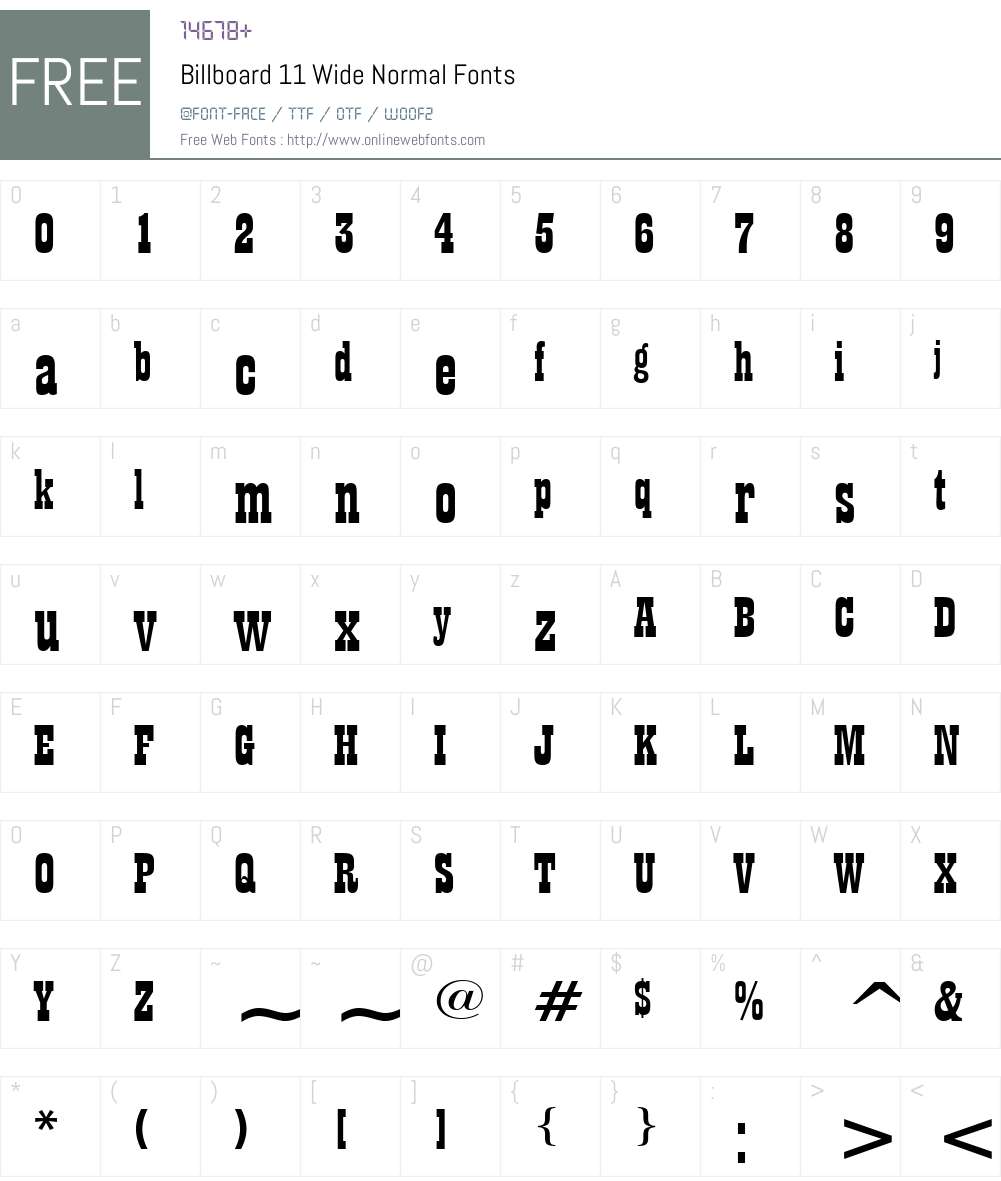 Billboard 11 Wide Font Screenshots