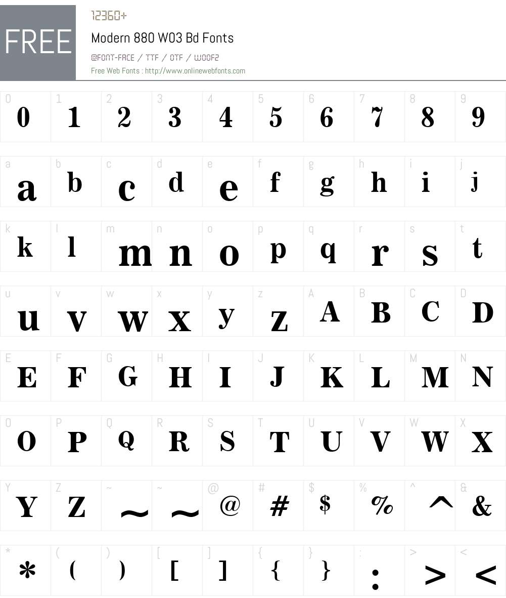 Modern 880 Font Screenshots