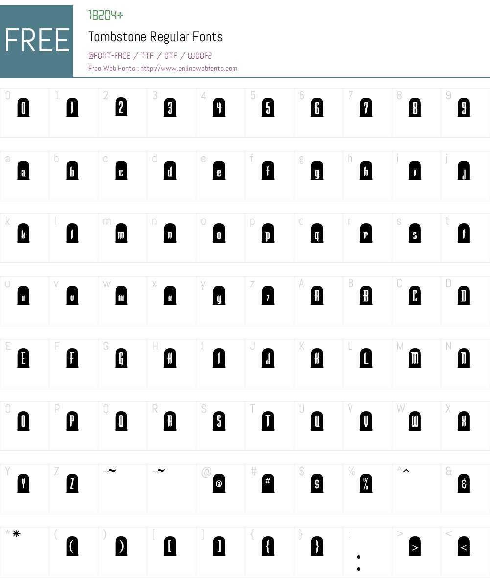Tombstone Font Screenshots