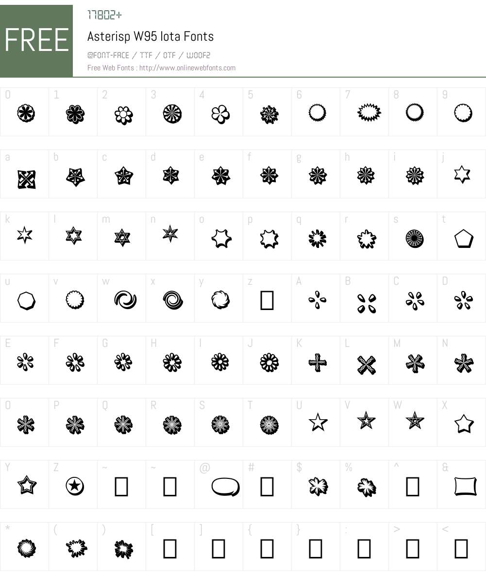 AsterispW95-Iota Font Screenshots