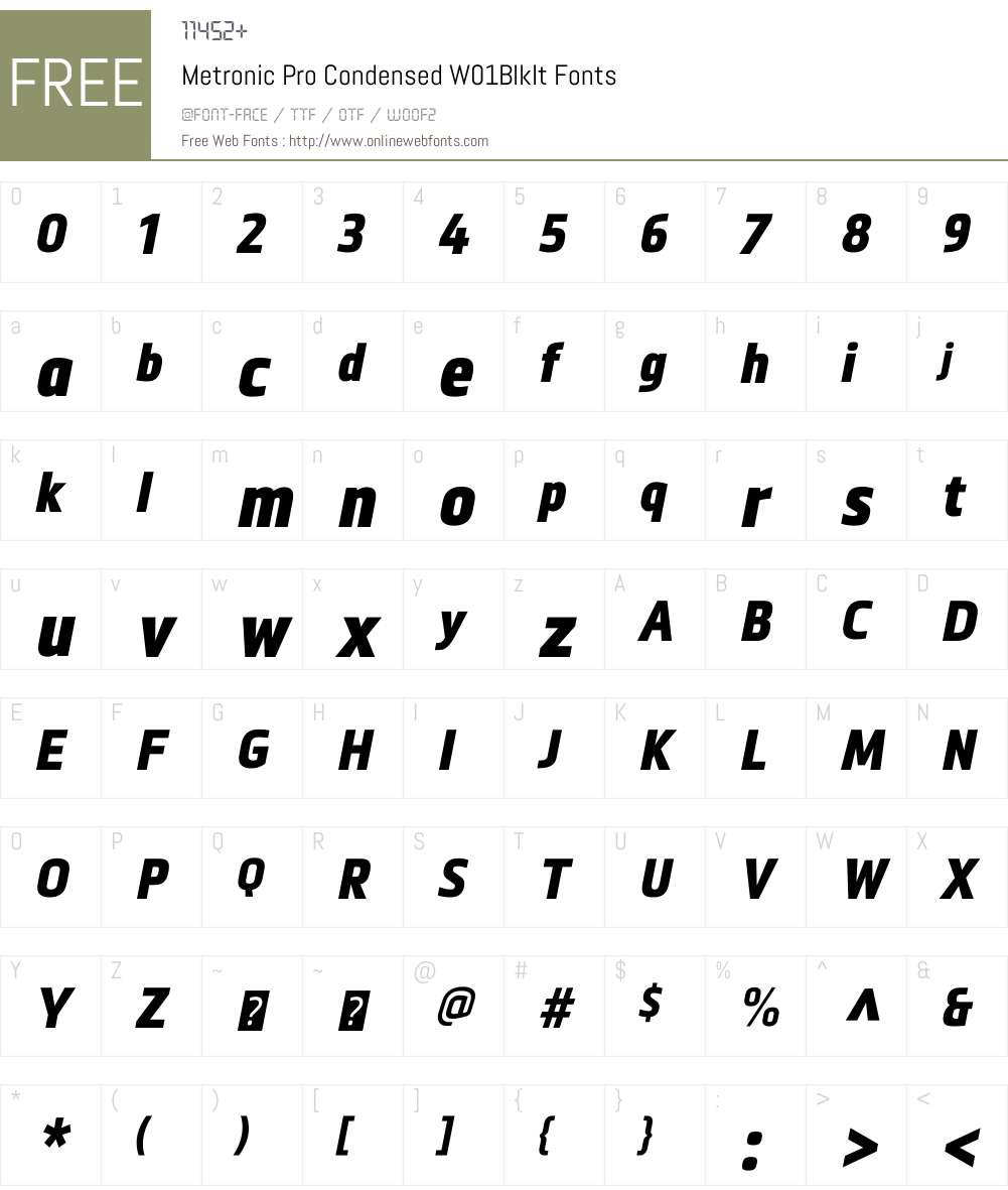 MetronicProCondensedW01-BlkIt Font Screenshots