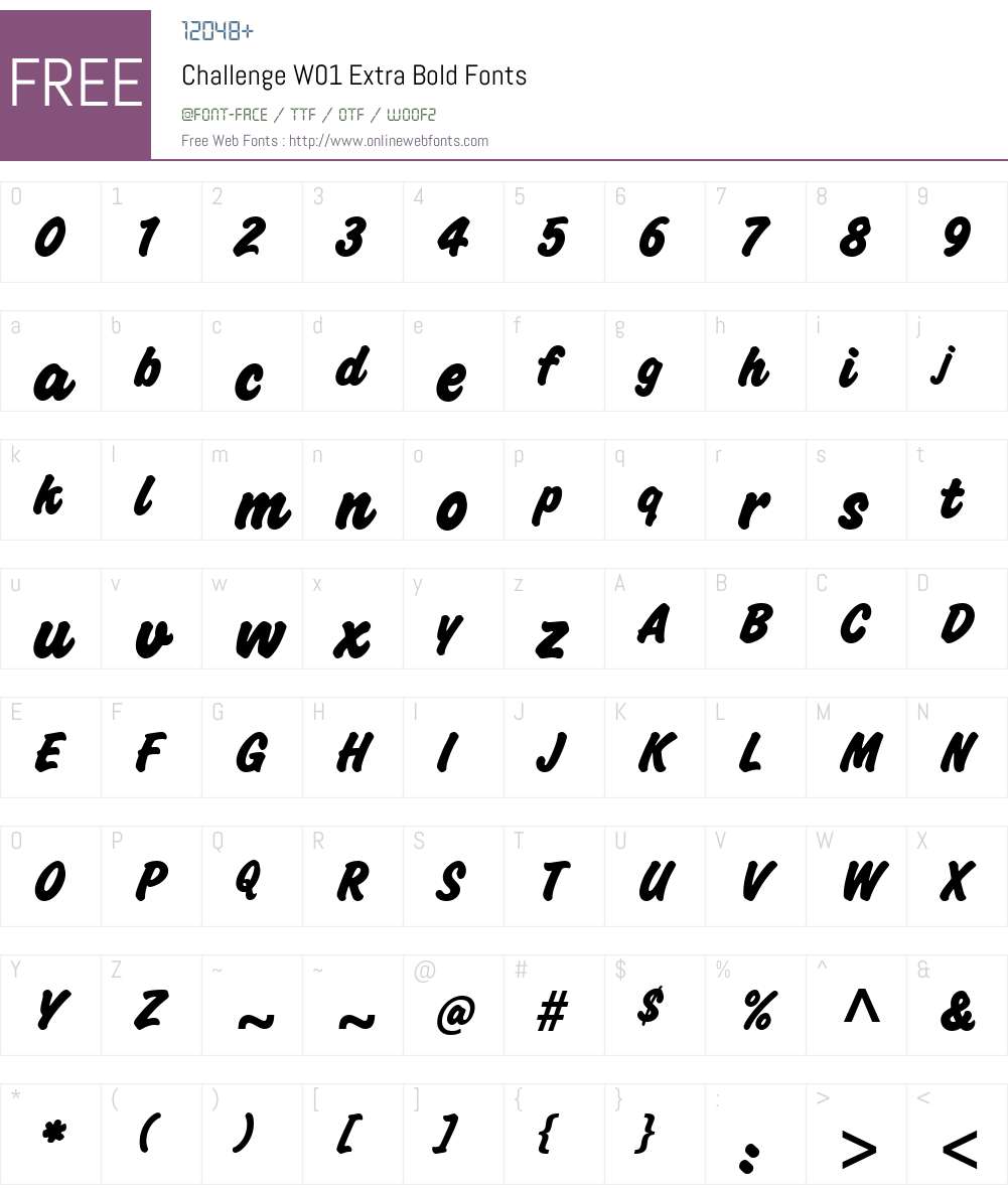 ChallengeW01-ExtraBold Font Screenshots