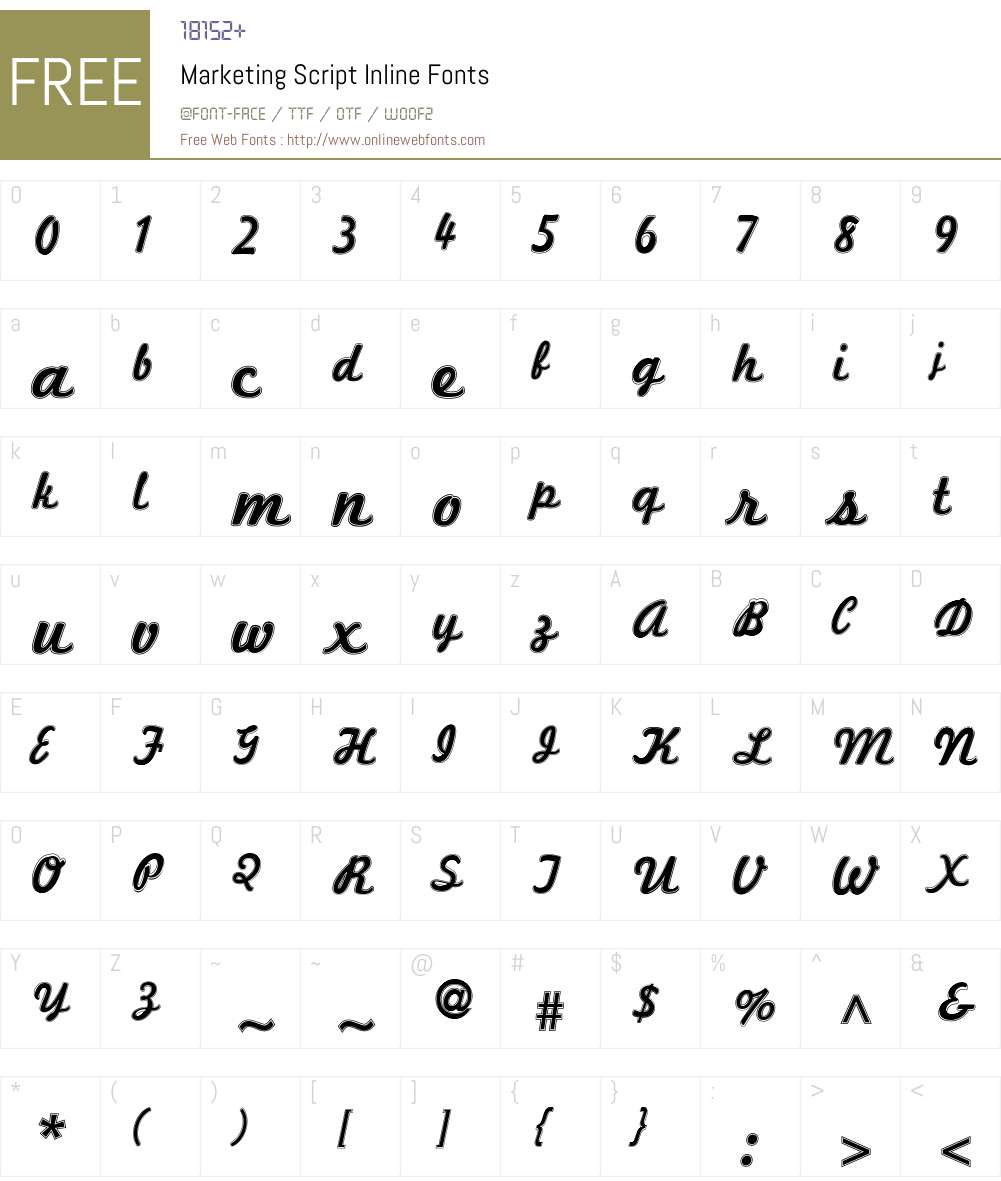 Marketing Script Inline Font Screenshots