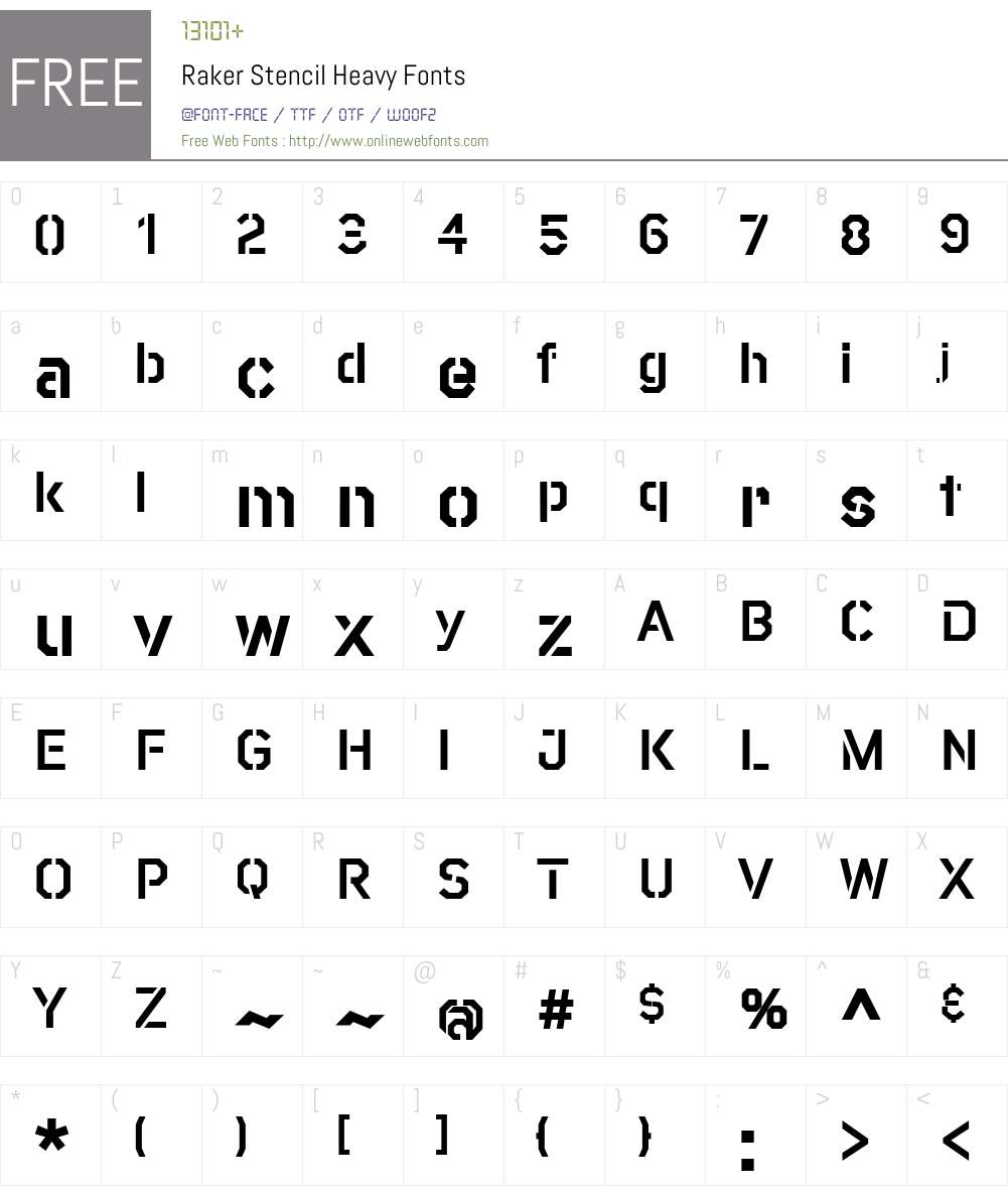 RakerStencil-Heavy Font Screenshots