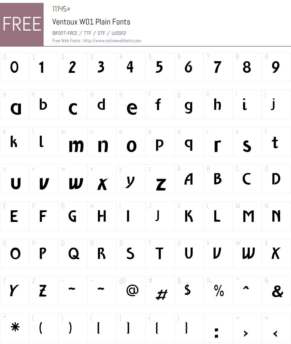 VentouxW01-Plain Font Screenshots