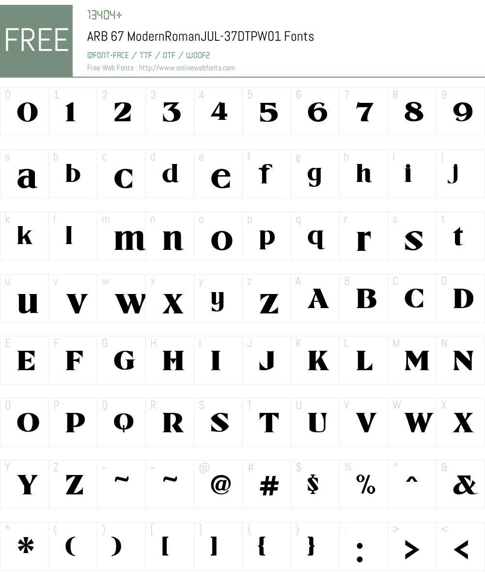 ARB67ModernRomanJUL-37DTPW01 Font Screenshots