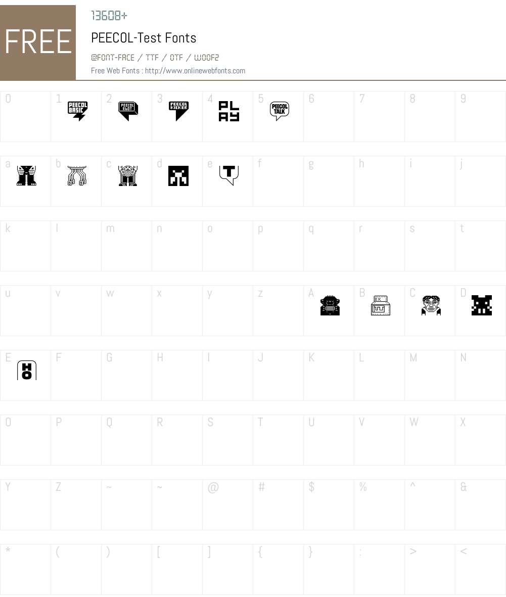 PEECOL Font Screenshots