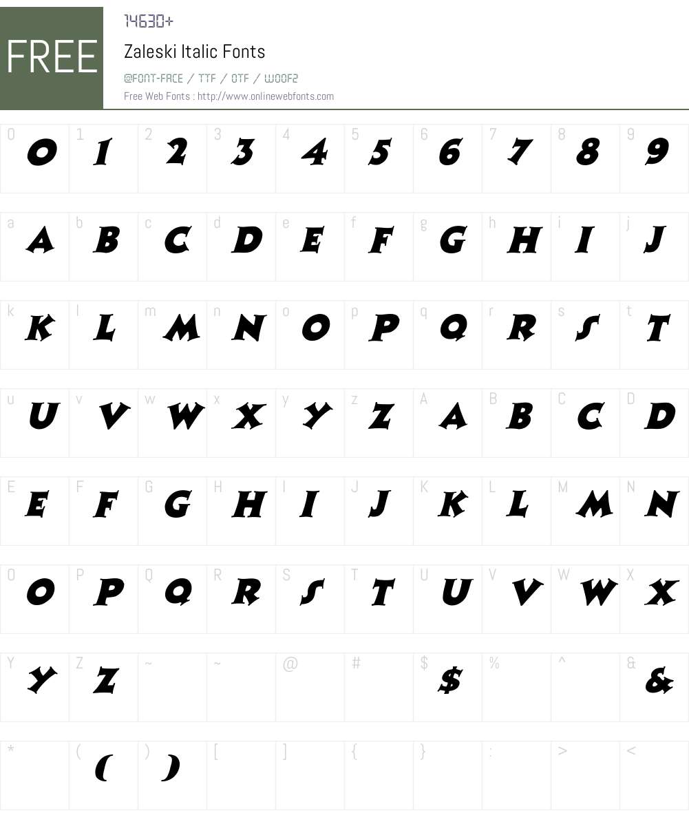 Zaleski italic Font Screenshots