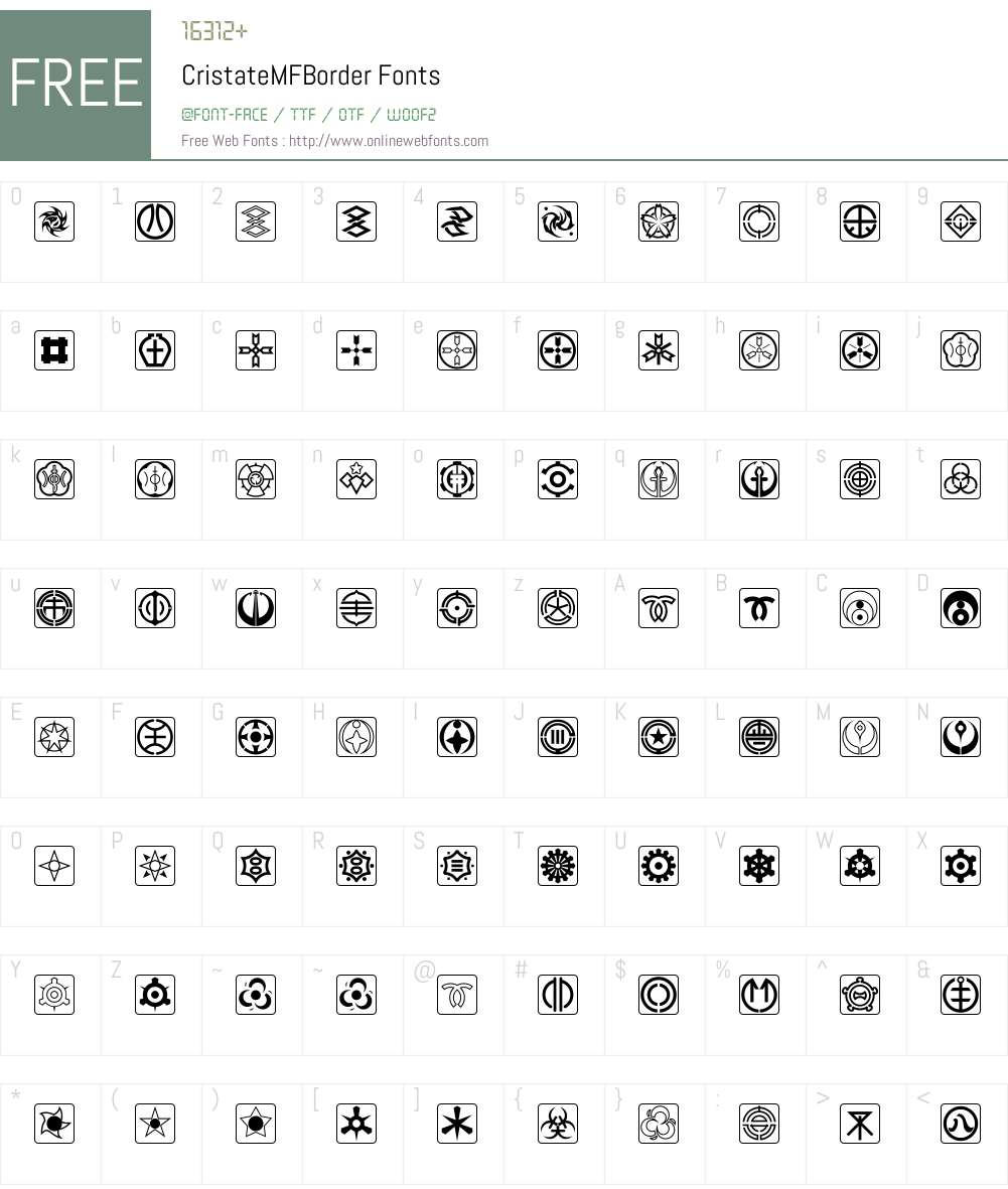 CristateMFW95-Border Font Screenshots