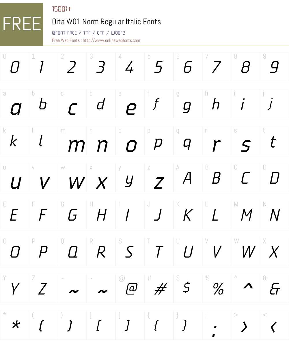 OitaW01-NormRegularItalic Font Screenshots