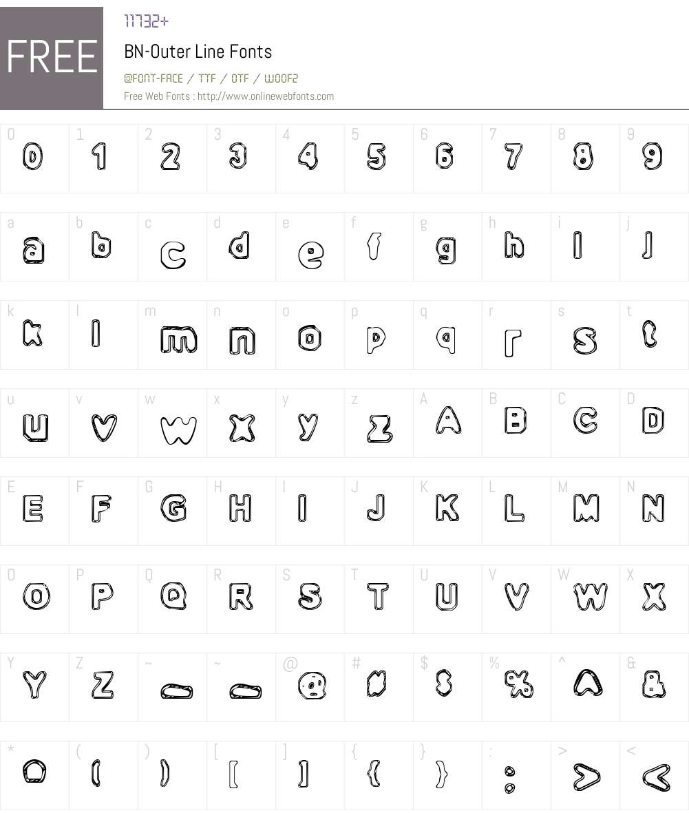 BN-Outer Line Font Screenshots