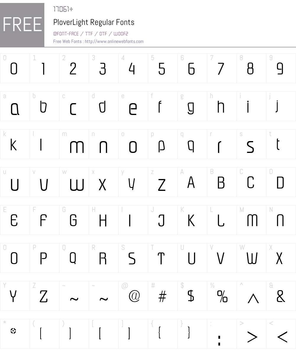 PloverLight Font Screenshots