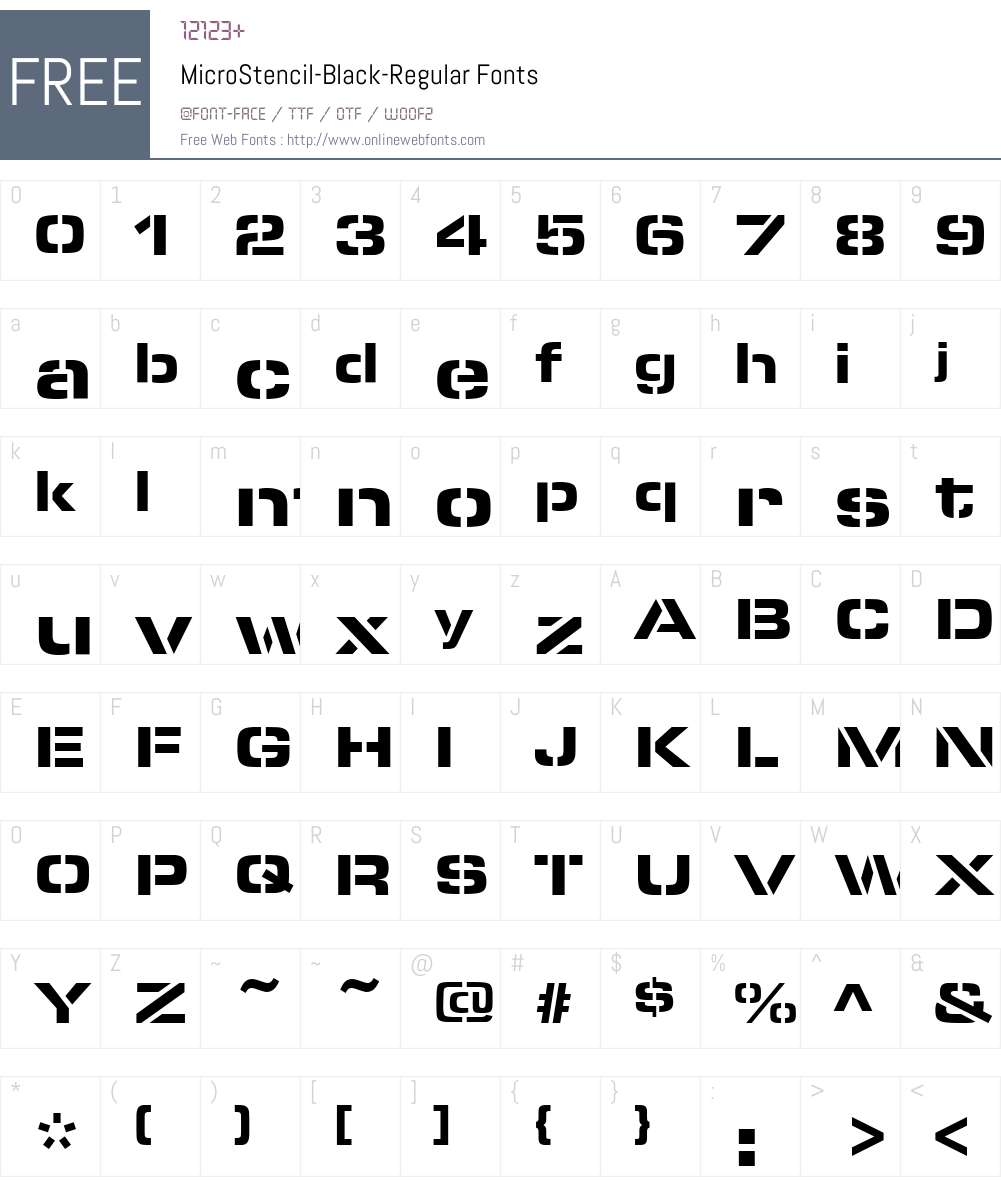 MicroStencil-Black Font Screenshots