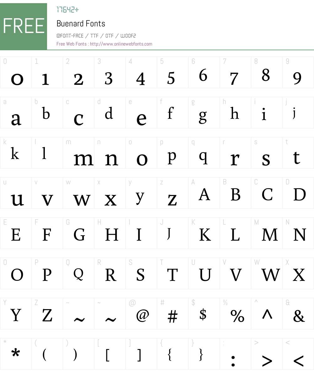 Buenard Font Screenshots