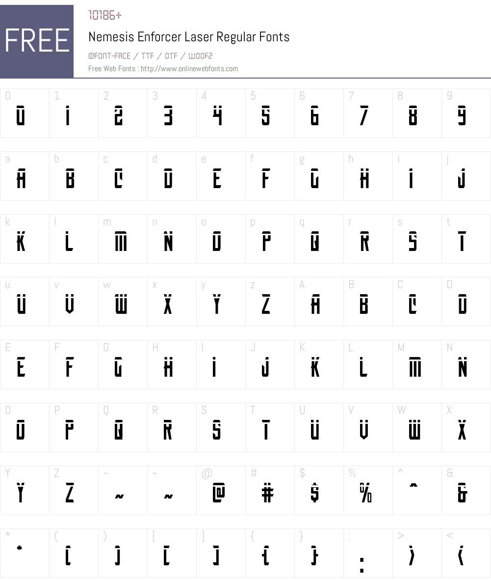 Nemesis Enforcer Laser Font Screenshots