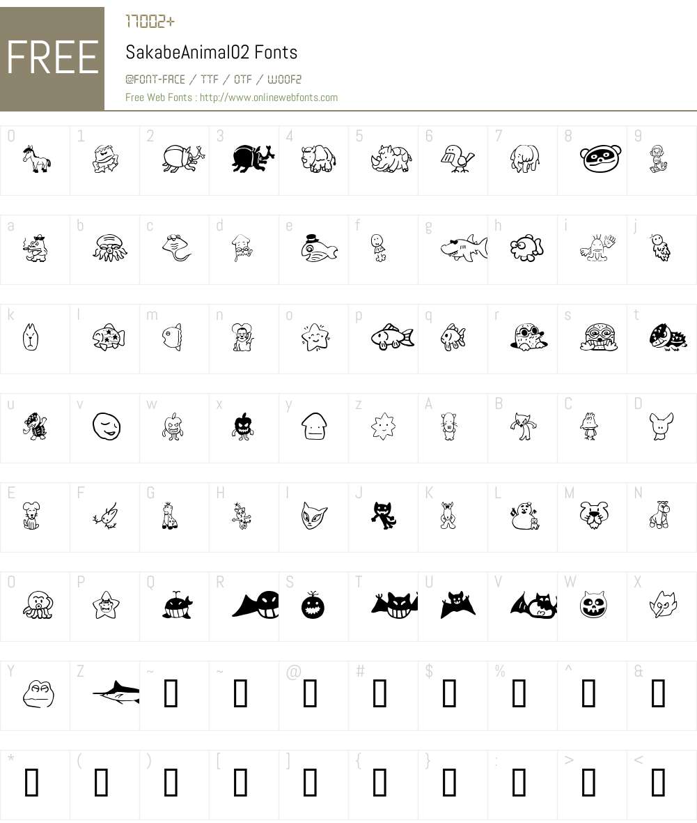 SakabeAnimal02 Font Screenshots