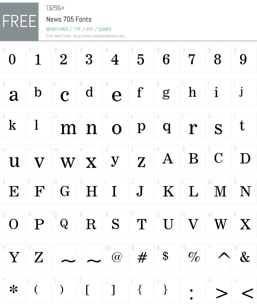 News 705 Font Screenshots