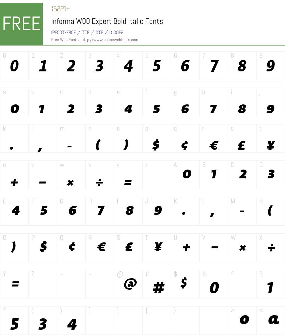 InformaW00-ExpertBoldItalic Font Screenshots