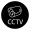CCTV Closed Tv Circuit Surveillance Symbol With Video Camera Inside A Circle