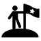 Man Standing On Planet Surface With A Flag With One Star