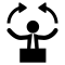 Businessman Moving Arms Symbol With Arrows