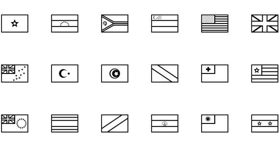 Outline World Flags