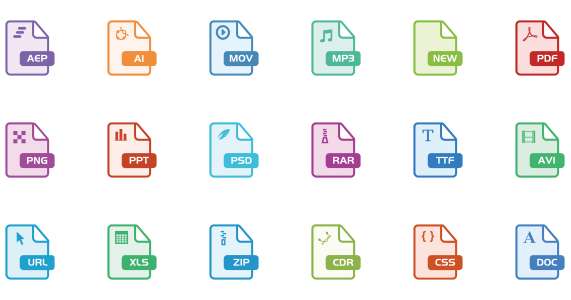 Various file format icons