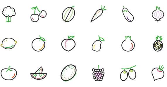 Thinking sweet fruit and vegetable icon