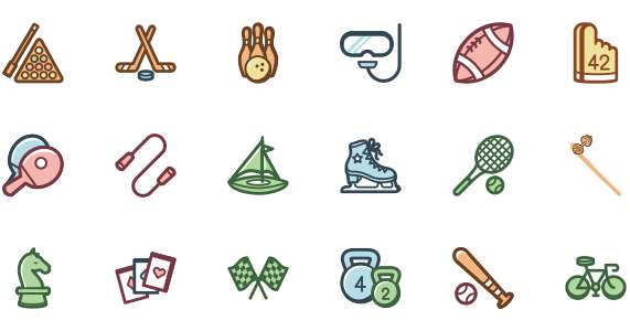 Sports equipment collection icon