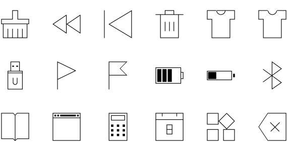 Software web page commonly used super thin linear icon