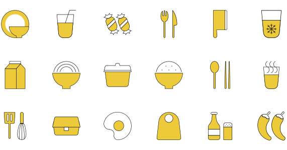 Simple bright yellow flat wind catering icon