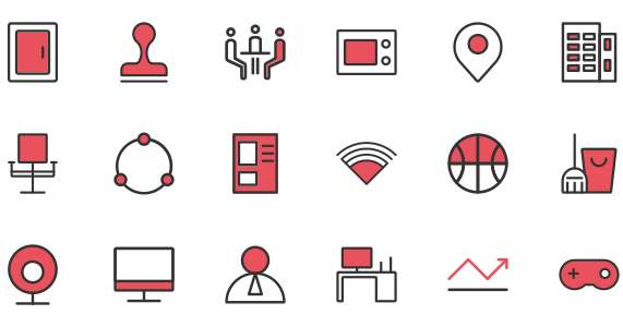 Shared space icon red and black color