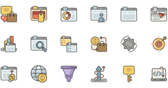 SEO and internet marketing icons