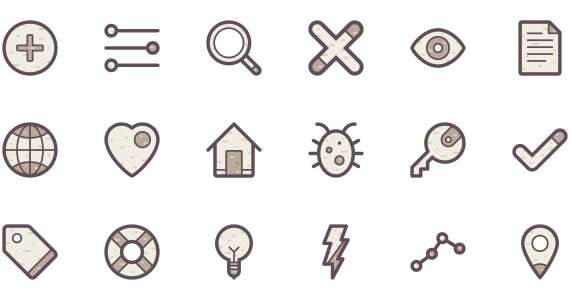 Practical simple colorful icons