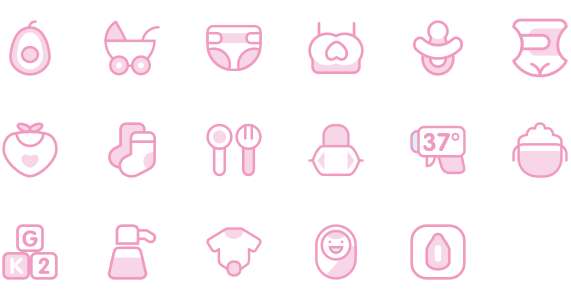 Mother and baby icon pink