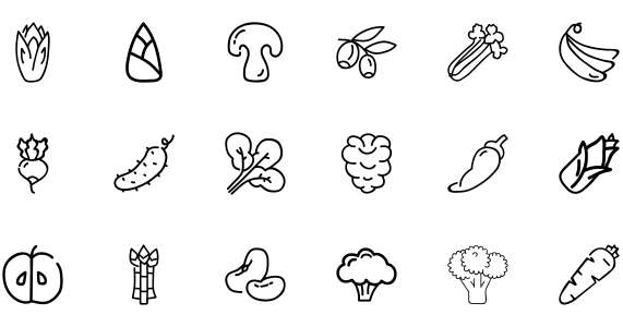 Monochrome hand drawn vegetable small icon