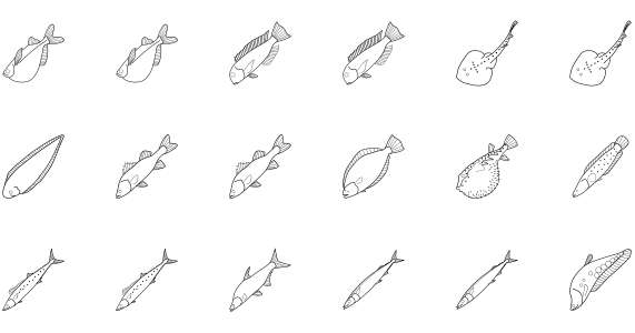 Linear realistic fish icon