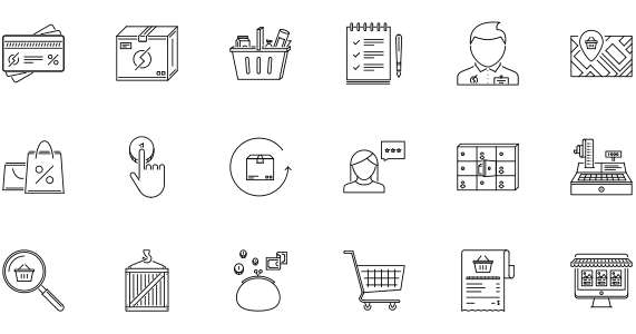 Linear icon shopping related