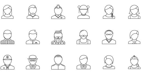 Linear icon men and women and hairstyle