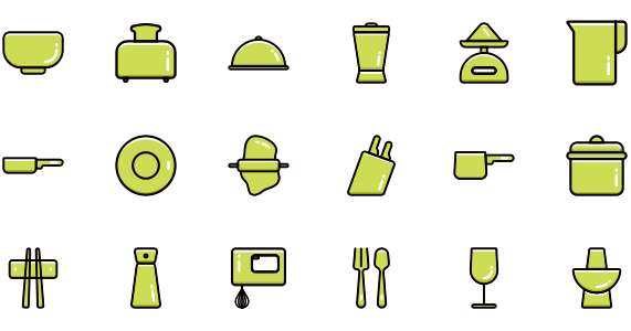 Kitchen tools colored