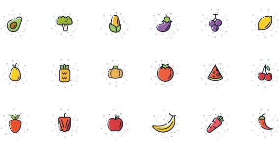 Icon fruits and vegetables