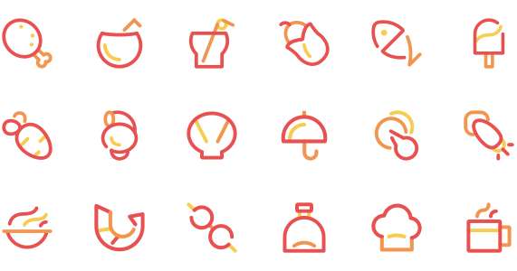 Food multicolor icon library