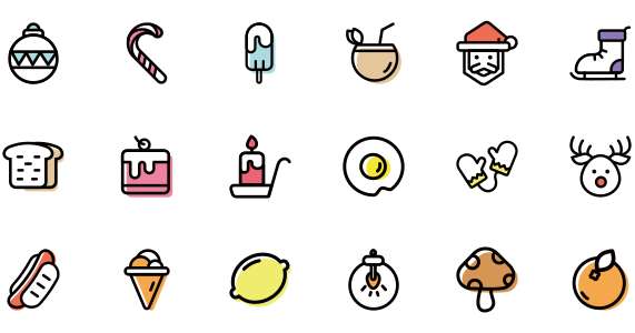 Food and christmas icons