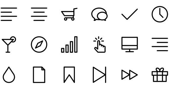 Flat wireframe icon library