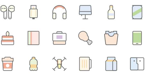 Electronic products and food icons