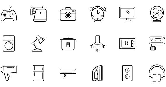 Daily home appliances simple icon